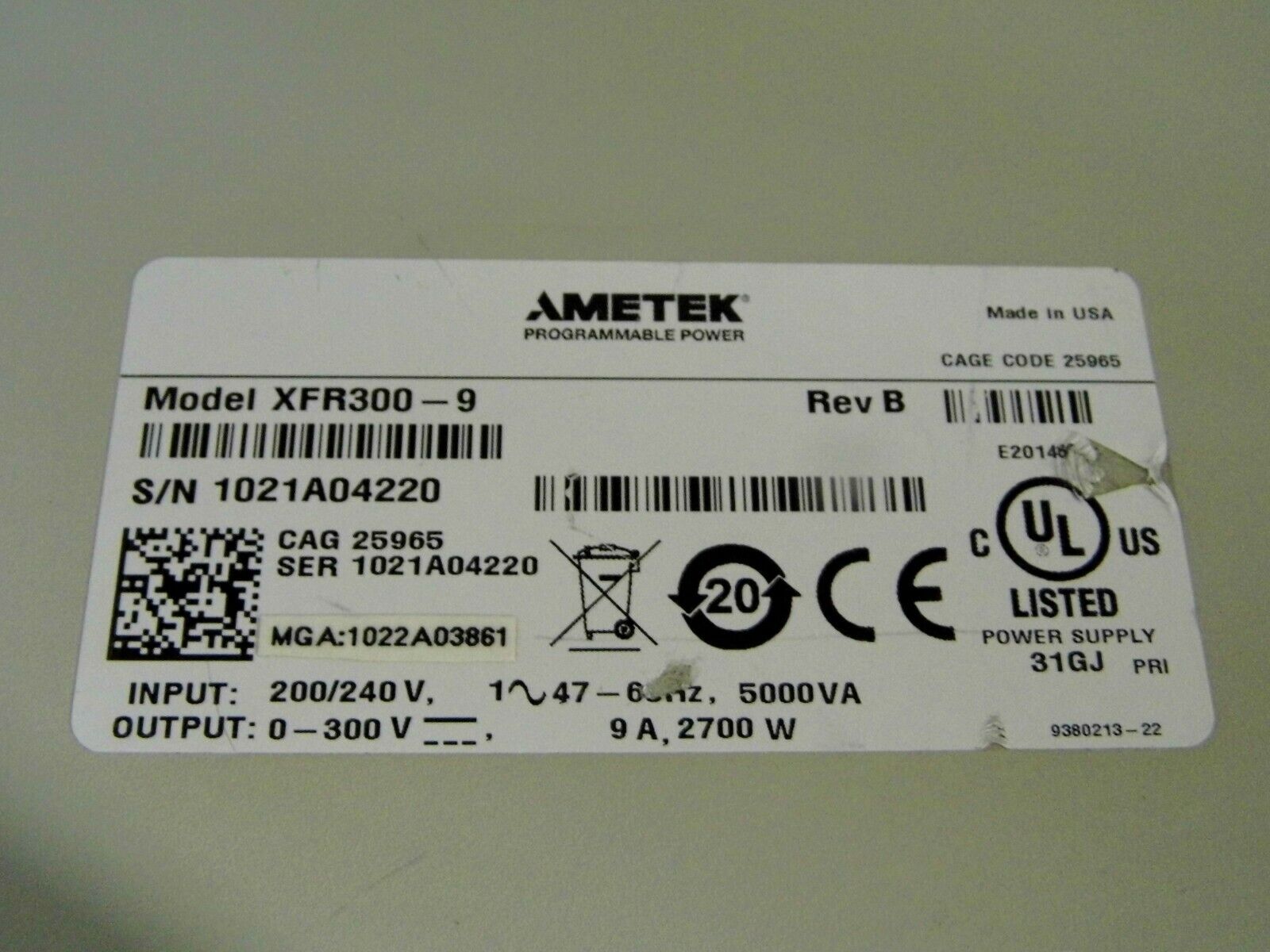 Xantrex XFR300-9 w/GPIB DC programmable power supply Xantrex XFR300-9 w/GPIB DC programmable power supply
